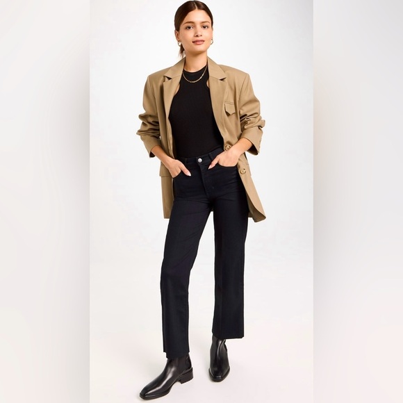 REFORMATION Emma High Rise Wide Leg Jeans Black 24 - Picture 1 of 10